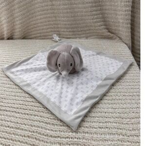 Pearhead Elephant‎ Baby Security Blanket Lovey Grey White Dash Print 83111